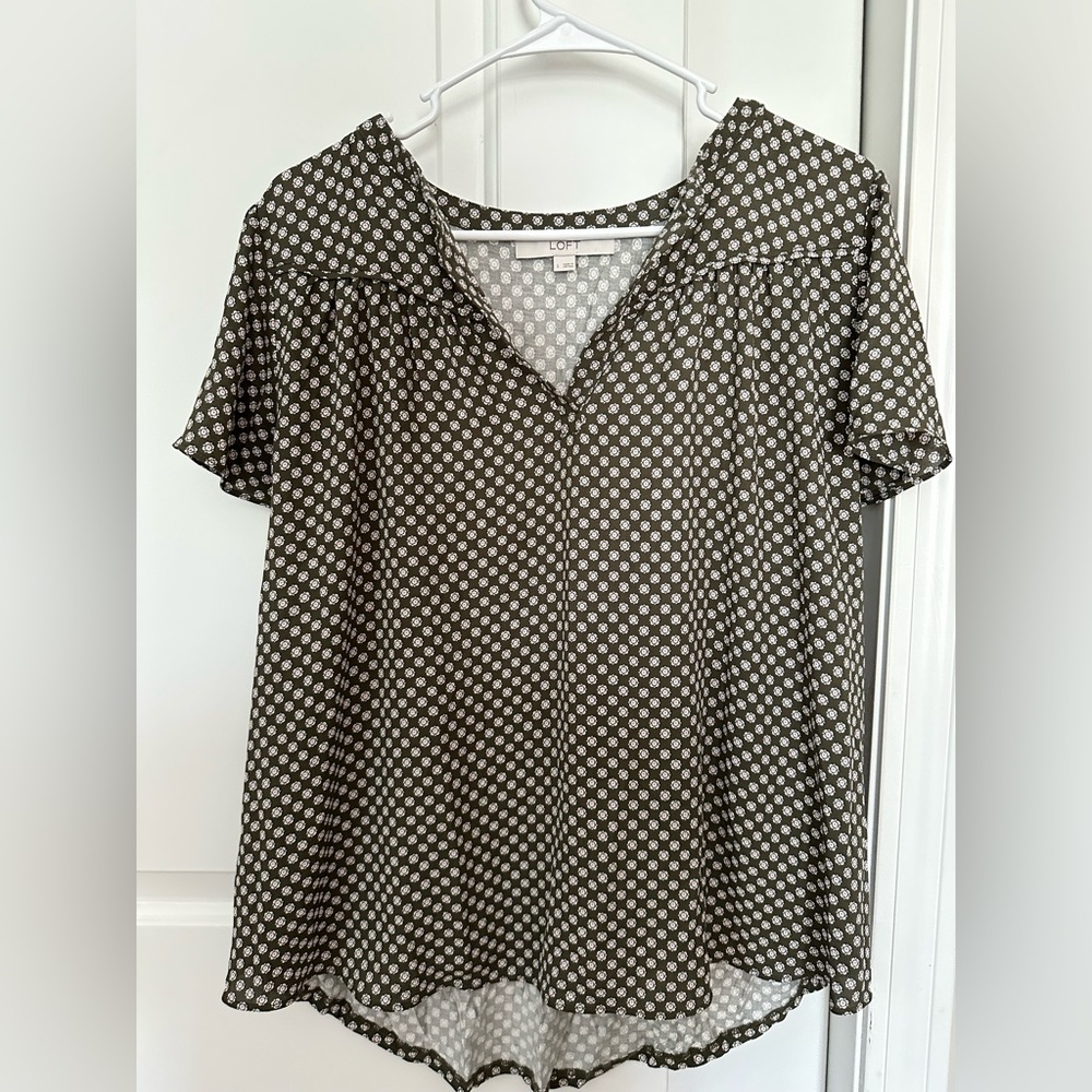 LOFT Floral Mixed Media Top